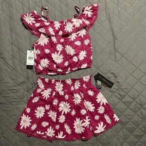 Madden Girl Set Halter/Skirt Red/Pink w/Daisies.  NWT, various sizes